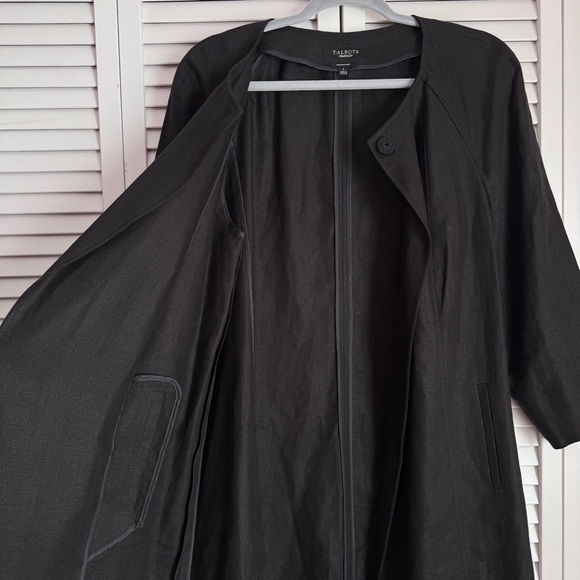 Talbots Irish Linen Unstructured Bound Seams Raglan Jacket Coat Black Size Large - Picture 5 of 9